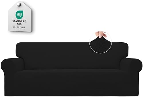 Easy-Going Stretch Couch Covers for Sofa Washable Large Black by Easy-Going