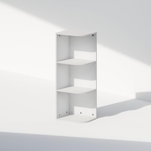 Furinno Reed Corner Shelf, 3-Tier Corner Bookshelf, Book Shelf, Corner Shelves, Storage Rack, for Organization and Storage, Home Office, Living Room, White - Image 3