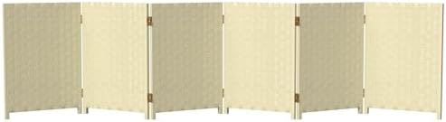 Red Lantern 2 ft. Short Woven Fiber Folding Screen - 6 Panel - Cream by RedLantern
