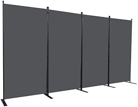 Room Divider, 4 Panel Folding Privacy Screens with Wider Feet, Grey by CHOSENM