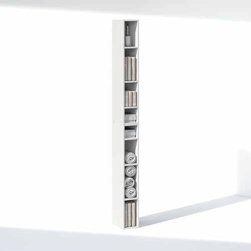 Furinno Fulda 8-Tier Closet Organizers and Storage, Open Shelf, Storage Organizer, 6-Inch Width, for Closet, Bedroom, White - Image 4
