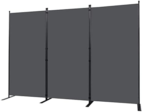 Room Divider, 3 Panel Folding Privacy Screens with Wider Feet, Grey by CHOSENM