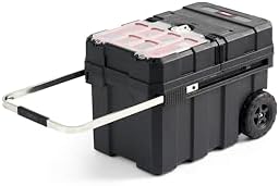 Keter Masterloader Resin Rolling Tool Box with Locking System and Removable Bins – Perfect Organization and Storage Chest for Power Drill, Tape Measure, and Screwdriver Set, Black by Unknown
