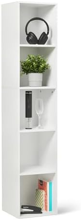 Amazon Basics 5-Cube Bookcase Compatible with Fabric Storage Cube Organizers, White by AmazonBasics
