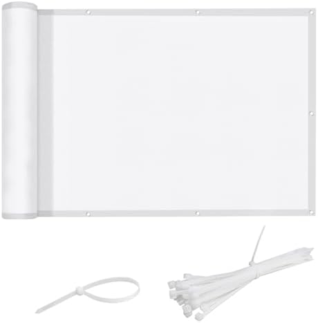 LOVE STORY 3' x 8' Waterproof Balcony Privacy Screen Cover, White by LOVESTORY
