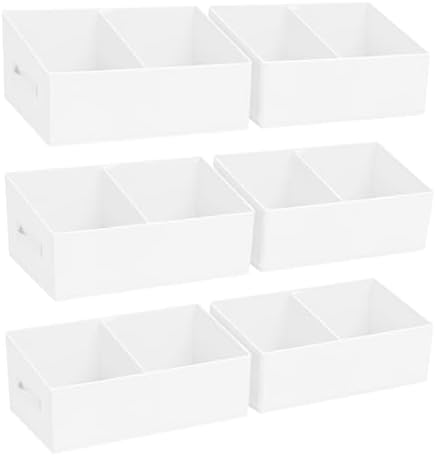 DIMJ Large Closet Shelf Organizer Bins 6 Packs with Handles and Divider, Fabric Trapezoid Storage Baskets, Foldable Clothes Containers Box for Shelf, Towel, Book, Toy, Purse, Hats, ,White by DiMJ