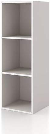 Homes: Inside + Out Apexa 3-Cube Storage Organizer Shelves, Stackable Wood Bookcase Fits Cubby Bins for Organization, Dorm Teen Room Decor & Home Office, Taupe Grey by HOMESInsideOut