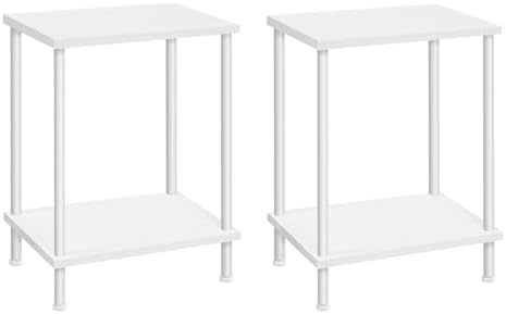 HOOBRO End Tables Set of 2, Small Side Table, Nightstand with 2-Layer Storage Shelves, Sofa Table for Small Spaces, Living Room, Bedroom, Stable Frame, Easy Assembly, White WW09BZP201 by HOOBRO