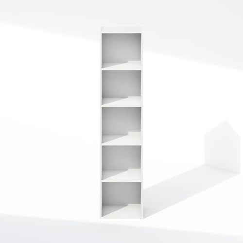 Furinno Reed Closet Organizers and Storage, 5-Tier Closet Organizer, Open Shelf Closet Storage, for Wardrobe, Bedroom, Living Room, White - Image 5