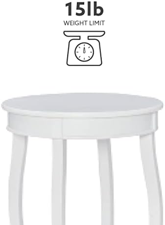 Powell Furniture Powell Round Shelf, White Table, 18" x 18" x 22" Tall - Image 4