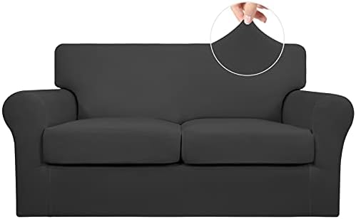 Easy-Going 3 Pieces Stretch Loveseat Couch Cover for 2 Cushion Washable by Easy-Going