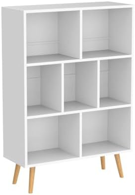 YAHARBO White Bookshelf,3 Tier Book Shelf with Legs, 7 Cube Minimalist Bookcase,Storage Organizer Shelves Display Bookcases for Bedroom,Living Room - Image 4