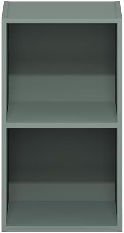 Furinno PASIR Book Shelf, 2-Tier Modern Bookshelf, Open Shelves Bookcase 9 x 12 x 21, Easy Assembly, for Living Room, Bedroom, Home Office, Sage Green - Image 6