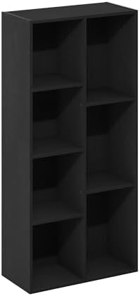 Furinno LUDER Book Shelf, 7-Cube Bookshelf, Bookcase with Open Shelves, 9.4 x 19.5 x 41.7, Easy Assembly, for Living Room, Bedroom, Home Office, Blackwood - Image 6