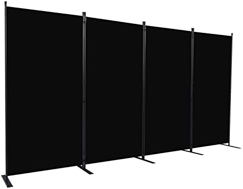 Room Divider, 4 Panel Folding Privacy Screens with Wider Feet, Black by CHOSENM