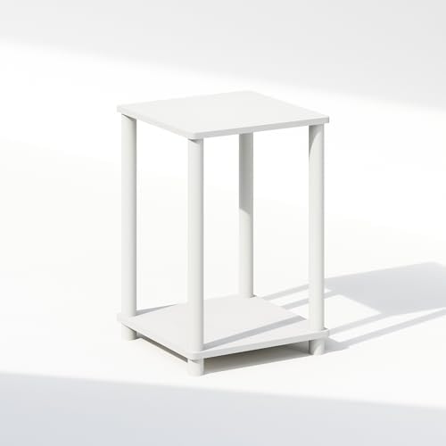 Furinno Turn-N-Tube Toolless 2-Tier Open Shelf Night Stand, White by Furinno-FitsYourSpaceFitsYourBudget