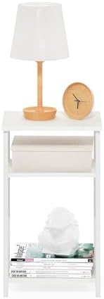 Furinno JUST 3-Tier Telephone Table, Metal Frame Modern Side Table with Open Shelf, Night Stand, Bedside Table, Easy Assembly, for Living Room, Bedroom, White - Image 4
