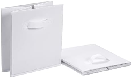 Amazon Basics Collapsible Fabric Storage Cubes Organizer with Handles, Sturdy Storage Bins, White, 10.5-x-10.5-x-11-inch, 6-Pack - Image 4