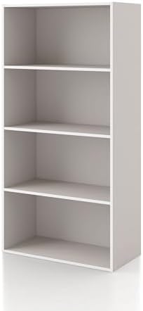 Homes: Inside + Out Apexa 4-Tier Cube Storage Organizer Shelves, Stackable Wood Bookcase Fits Cubby Bins for Organization, Dorm Teen Room Decor & Home Office, Taupe Grey by HOMESInsideOut
