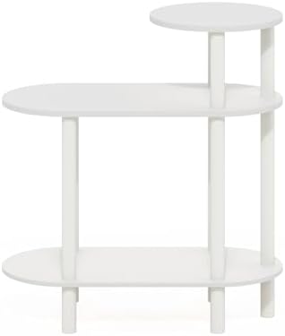 Furinno Turn-N-Tube Side Table, 3-Tier Narrow Sofa End Table with Oval Shelf, Night Stand, Bedside Table, Toolless Assembly, for Living Room, Bedroom, White - Image 6