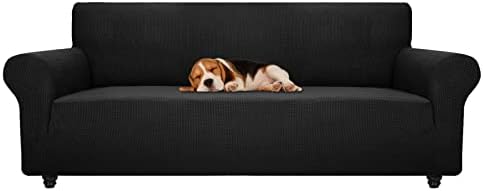 ZNSAYOTX Stretch Oversized Couch Cover Universal Sofa Covers for Living Room Dogs Pet Furniture Protector Spandex Extra Large Sofa Slipcovers with Anti Slip Foam Sticks (Black, XL Sofa) by ZNSAYOTX