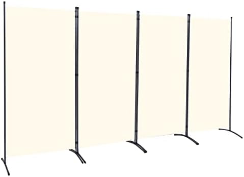 4 Panel Folding Room Divider,136" W x 71.3" H Portable Privacy Screen,Beige by JVVMNJLK