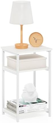 Furinno JUST 3-Tier Telephone Table, Metal Frame Modern Side Table with Open Shelf, Night Stand, Bedside Table, Easy Assembly, for Living Room, Bedroom, White by Furinno-FitsYourSpaceFitsYourBudget