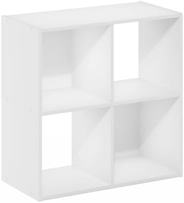 Furinno PELLI Book Shelf, 4-Cube Bookshelf with Open & Closed Back Cubes, 2 x 2 Storage Organizer Cabinet, 11.6 x 24.2 x 24.2, for Living Room, Bedroom, Home Office, White - Image 6