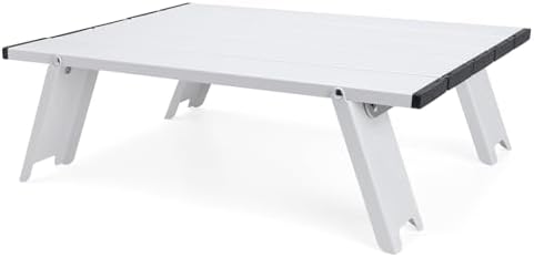 Small Folding Camping Table, Mini Low Portable Beach Tables, White by Outplea