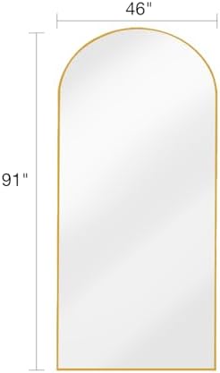 KOMCOTE Full Length Floor Mirror, 91x46 Inch Oversized Arched Standing Mirror in Gold for Bedroom, Living Room, Dressing Room - Elegant Freestanding Leaning Mirror Decor - Image 7