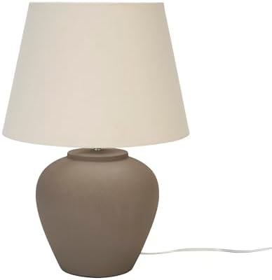 Nourison Home 20" Brown Matte Ceramic Table Lamp with Fabric Shade, Bedside Nightstand Lamp for Bedroom, Living Room, Entryway - Image 6