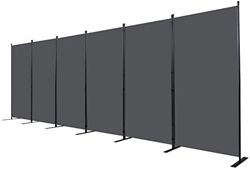 Room Divider, 6 Panel Folding Privacy Screens with Wider Feet, Grey by CHOSENM
