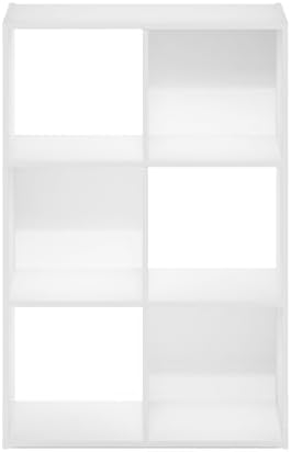 Furinno PELLI Book Shelf, 6-Cube Bookshelf with Open & Closed Back Cubes, 3 x 2 Storage Organizer Cabinet, 11.6 x 24.2 x 35.9, for Living Room, Bedroom, Home Office, White - Image 6