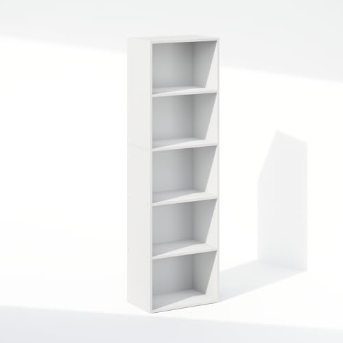 Furinno Reed Closet Organizers and Storage, 5-Tier Closet Organizer, Open Shelf Closet Storage, for Wardrobe, Bedroom, Living Room, White - Image 3