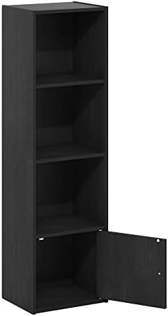 Furinno Luder Shelf Bookcase with 1 Door Storage Cabinet, Blackwood - Image 6
