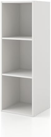 Homes: Inside + Out Apexa 3-Cube Storage Organizer Shelves, Stackable Wood Bookcase Fits Cubby Bins for Organization, Dorm Teen Room Decor & Home Office, White by HOMESInsideOut