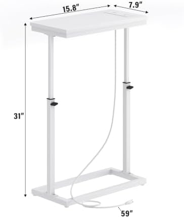 TUTOTAK End Table with Charging Station, Side Table, Tall Couch Table - Image 3