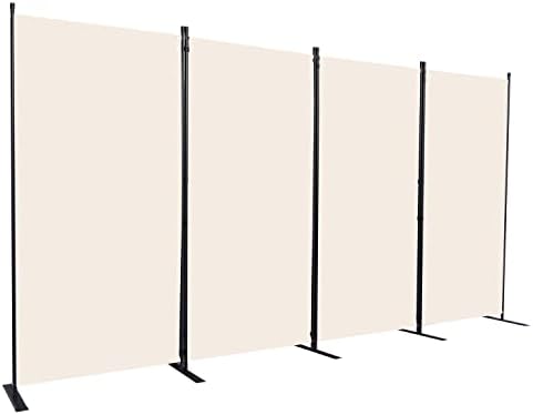 Room Divider, 4 Panel Folding Privacy Screens with Wider Feet, Beige by CHOSENM