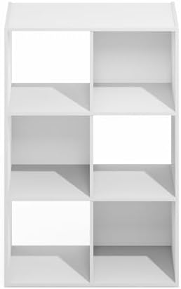Furinno PELLI Book Shelf, 3x2 Bookshelf, Cube Storage Organizer Cabinet, 11.6 x 24.2 x 35.9, for Living Room, Bedroom, Home Office, Plain White - Image 6