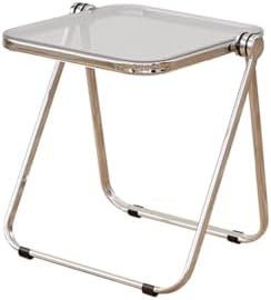 16.2"×14.1" Acrylic Folding Side Table, Portable Lightweight End Table, Sturdy Metal Frame and No Assembly Required, Space-Saving Design for Living Room, Bedroom and Small Room, Clear by HYYTEIBL