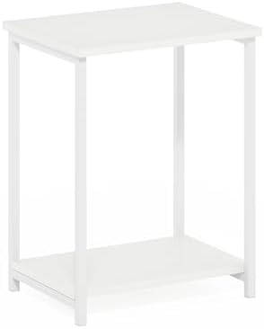 Furinno Simplistic Side Table, 2-Tier Metal Frame Modern End Table with Open Shelf, Night Stand, Bedside Table, for Living Room, Bedroom, White - Image 6