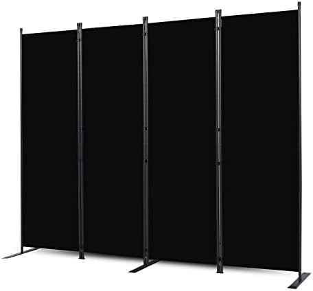 Room Divider, 4 Panel Folding Privacy Screens with Wider Feet, Black by CHOSENM