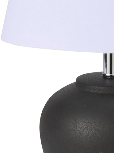 Nourison Home 20" Black Matte Ceramic Table Lamp with Fabric Shade, Bedside Nightstand Lamp for Bedroom, Living Room, Entryway - Image 7