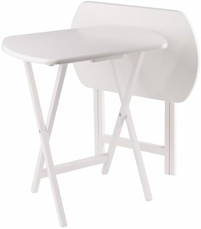 Winsome Corbett Set of 2 Oversized Foldable Snack Tables, Easy to Store Portable Fold Up Table Set for Kitchen, Living Room TV Dining, Crafts, Puzzles, Work from Home by Winsome