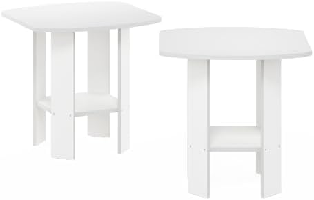 Furinno Simple Design Side Table Set of 2, 2-Tier Modern End Table with Soft Edges, Open Shelves Night Stand, Bedside Table, for Living Room, Bedroom, White - Image 6
