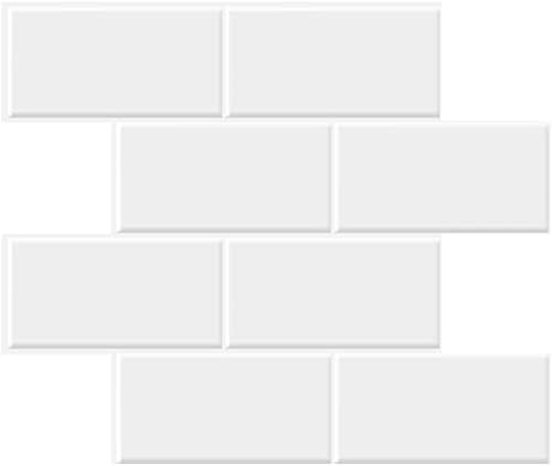 STICKGOO 10-Sheet Backsplash Peel and Stick Subway Tile, Self Adhesive Vinyl Wall Tiles, Stick on Backsplash for Kitchen and Bathroom(Thicker Design, White with White Grout) by STICKGOO