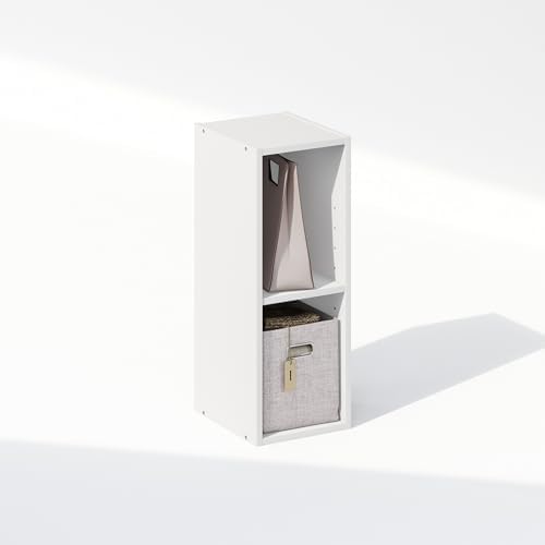 Furinno Reed 2-Tier Closet Organizers and Storage, Closet Organizer, Open Shelf Closet Storage, for Wardrobe, Bedroom, Living Room, 8-Inch Width, White - Image 4