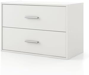 Homes: Inside + Out Apexa 2-Drawer Wooden Stackable Storage Drawers, Small Food Pantry Cabinet, Cajonera De Madera, Underbed Drawer Dorm Teen Room Decor & Bedroom, Home Office, Kitchen, White by HOMESInsideOut