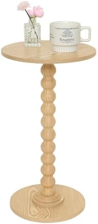Fultyle Round Side Table, Small Drink Table for Small Spaces, Modern Accent End Table with Solid Wood Leg for Living Room, Bedroom, Corners, and Office (Natural) by Fultyle