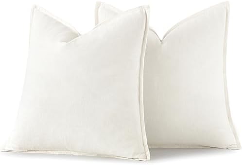 MIULEE Decorative Linen Euro Sham Pillow Covers 26x26 Cream White - Image 6